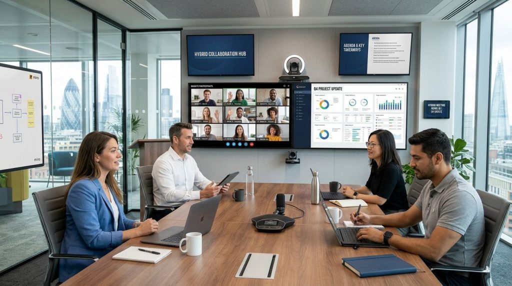 ilustrasi hybrid meetings