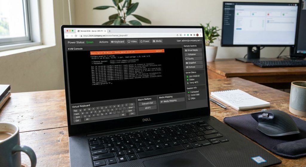 Tampilan Antarmuka Remote KVM lewat Browser